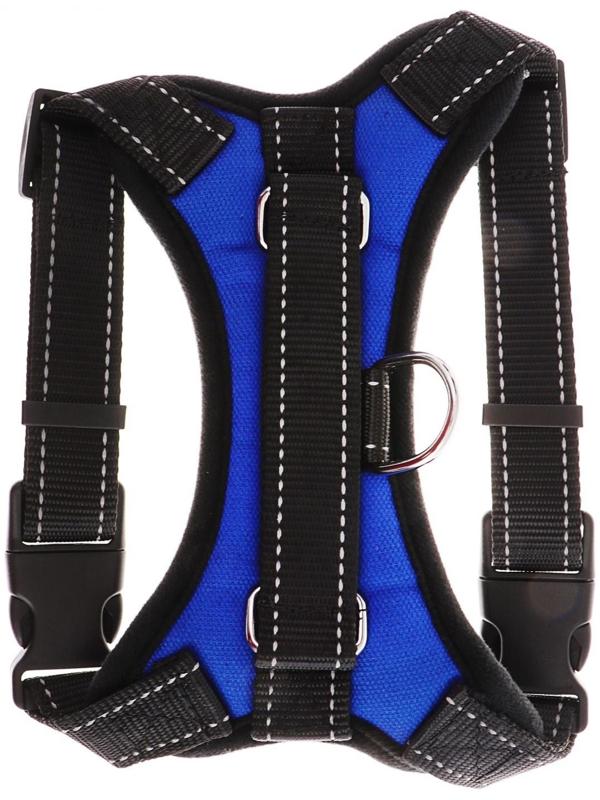 Шлейка мягкая со светоотражающими элементами, размер S (ОШ 29-31 см, ОГ 37-45 см), синяя