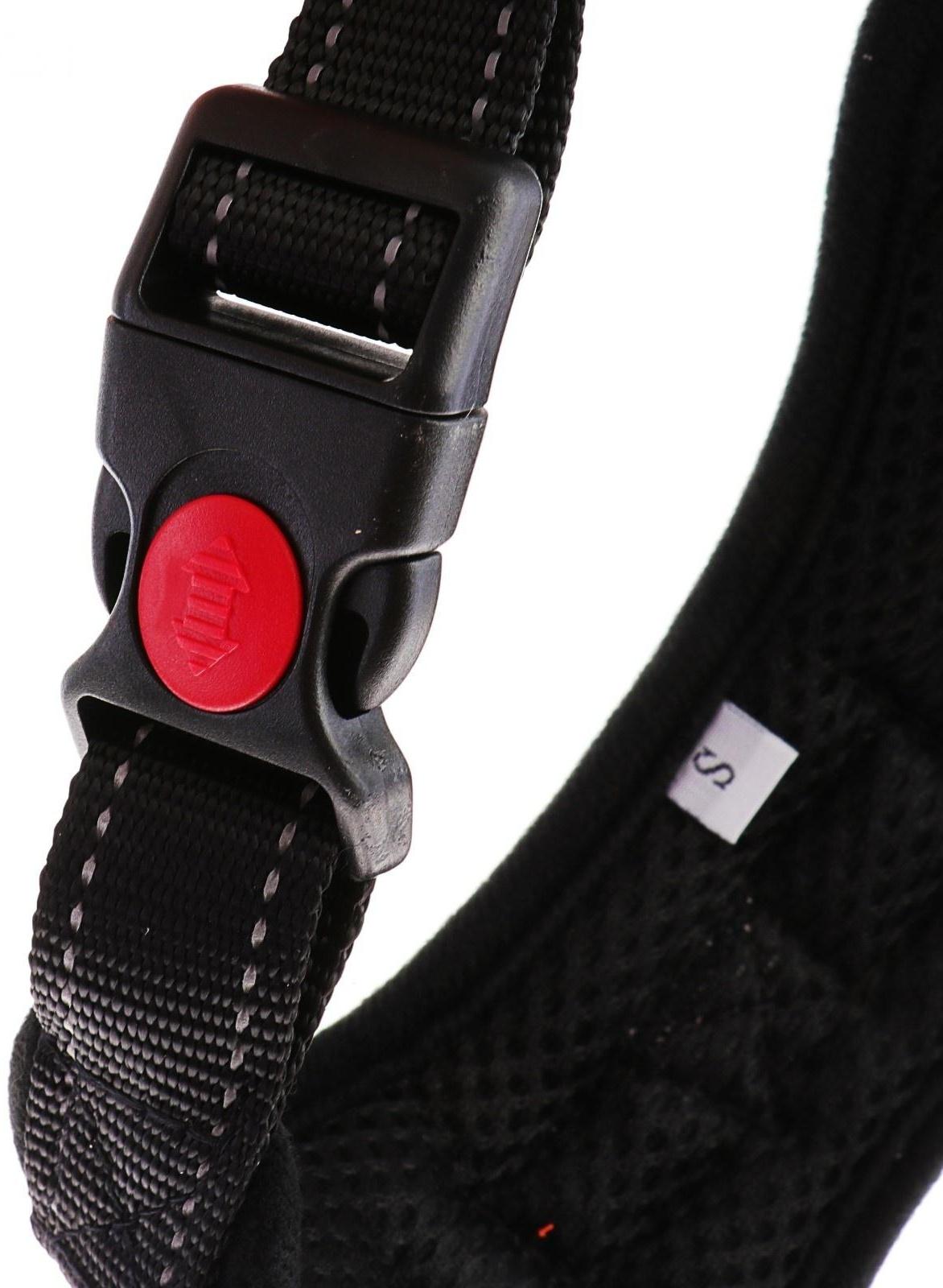 Шлейка мягкая со светоотражающими элементами, размер S (ОШ 29-31 см, ОГ 37-45 см), чёрная