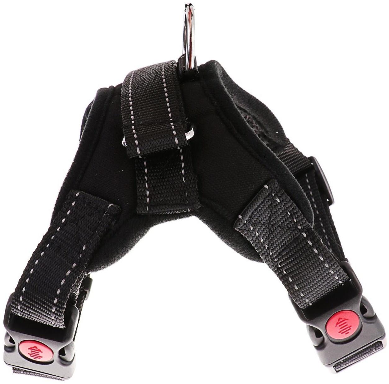 Шлейка мягкая со светоотражающими элементами, размер S (ОШ 29-31 см, ОГ 37-45 см), чёрная