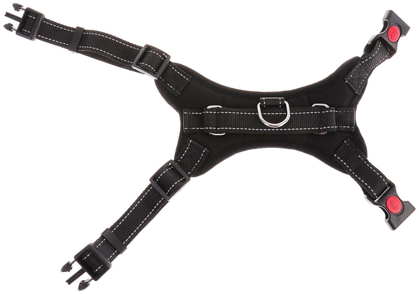 Шлейка мягкая со светоотражающими элементами, размер S (ОШ 29-31 см, ОГ 37-45 см), чёрная