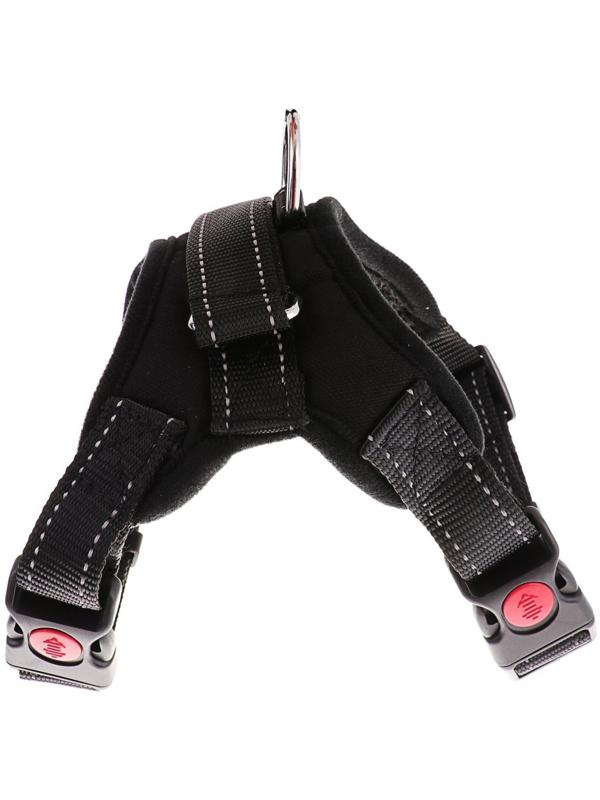 Шлейка мягкая со светоотражающими элементами, размер S (ОШ 29-31 см, ОГ 37-45 см), чёрная