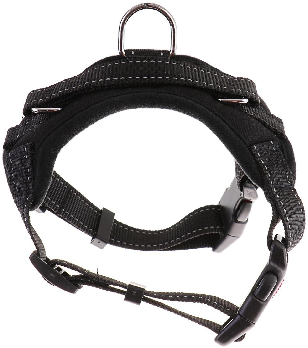 Шлейка мягкая светоотражающая, размер XL, расширенная (ОШ 54-69 см, ОГ 64-86 см), черная