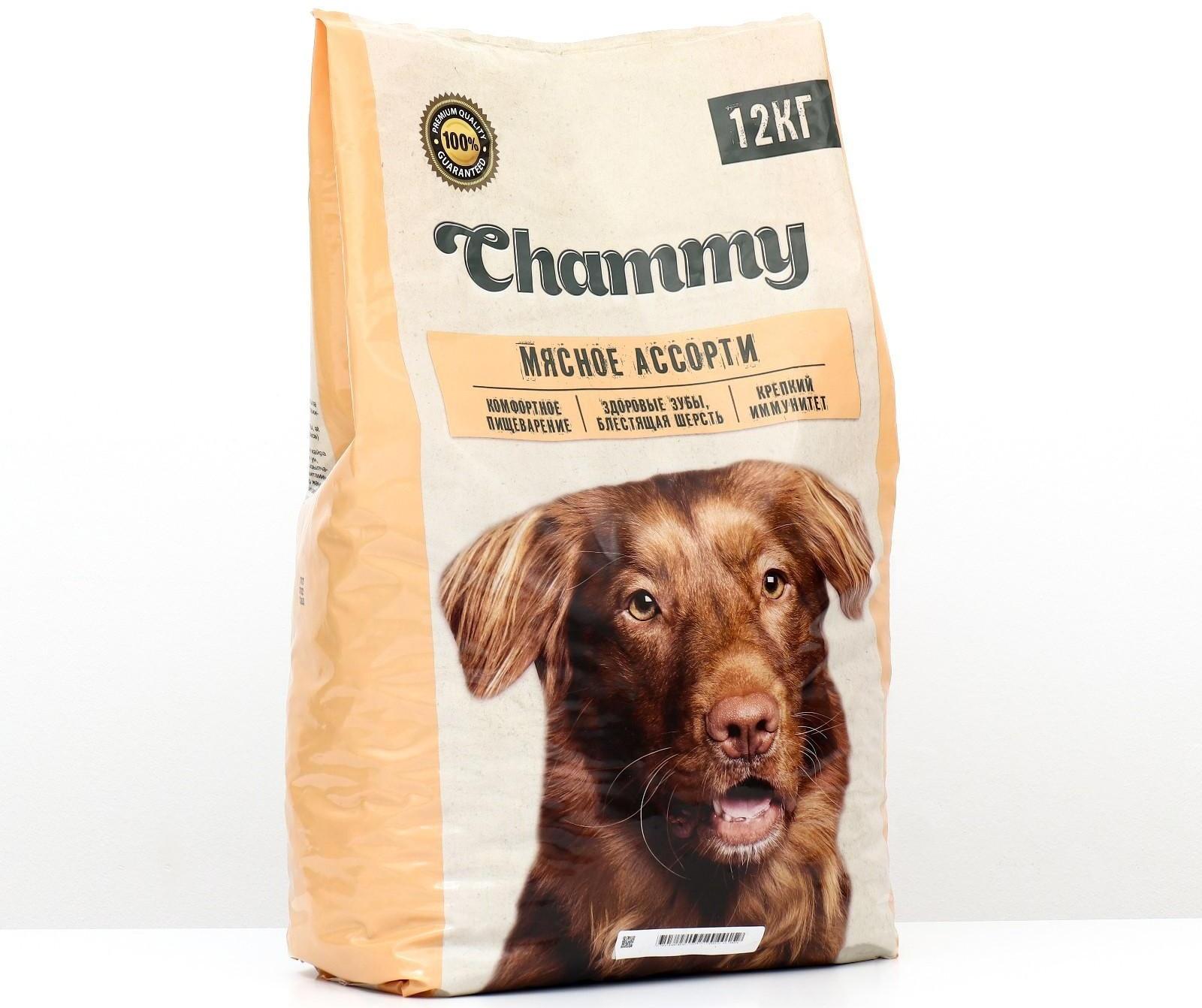 Сухой корм Chammy для собак крупных пород, мясное ассорти, 12 кг