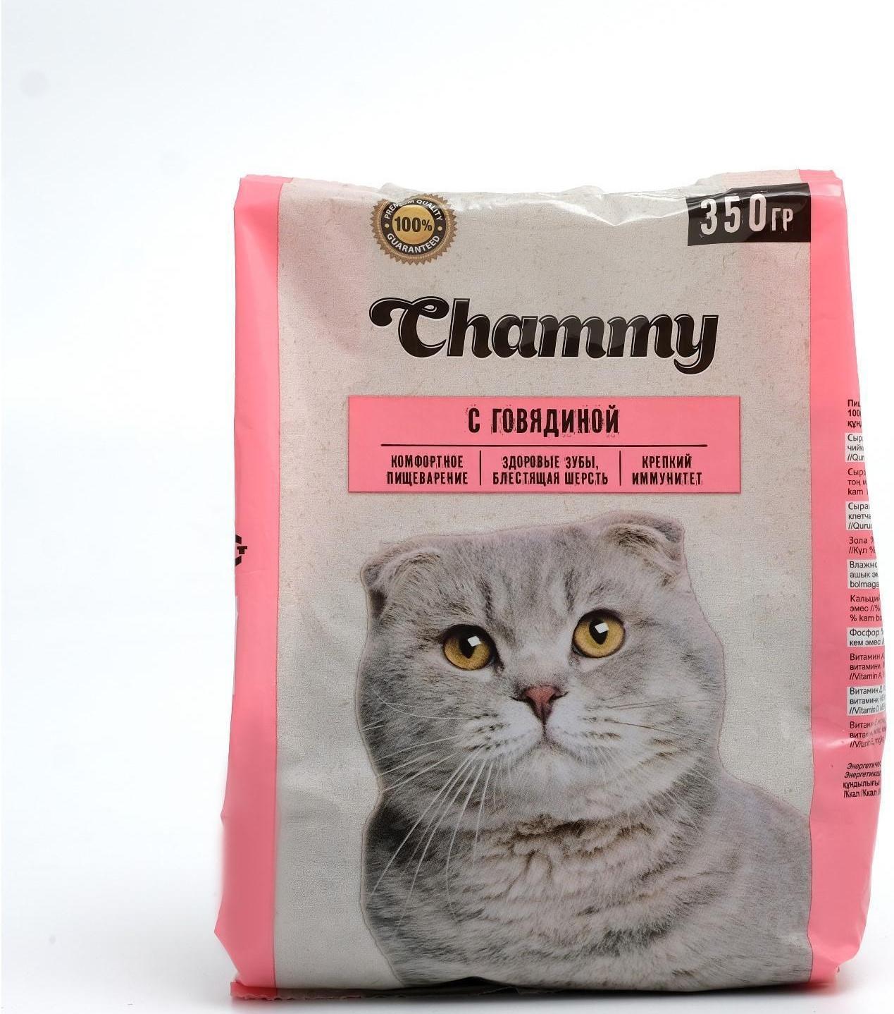 Сухой корм Chammy для кошек, говядина, 350 г