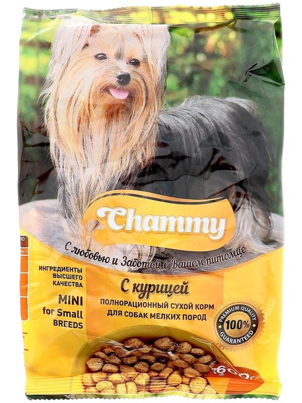 Сухой корм Chammy для собак мелких пород, курица, 600 г