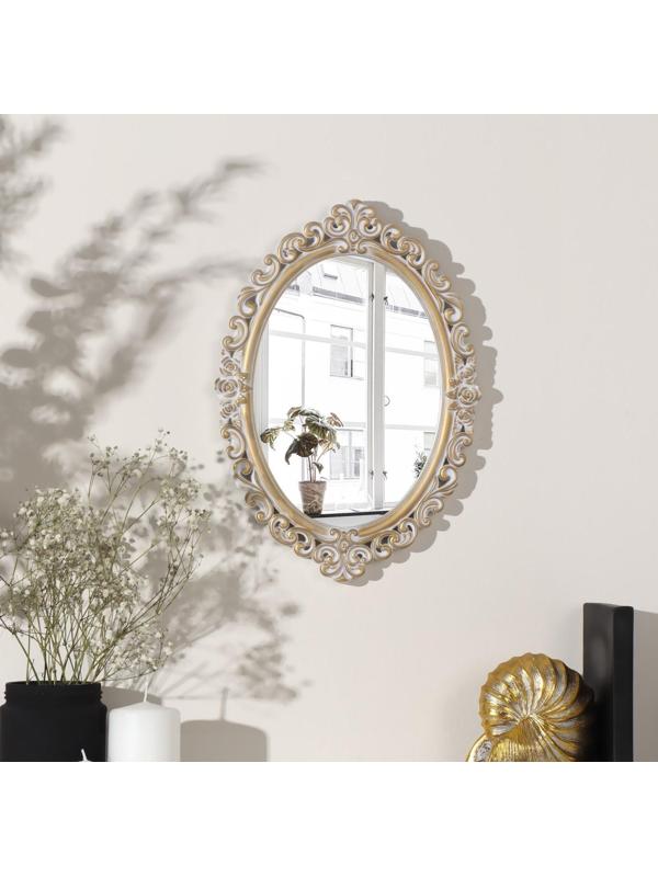 Зеркало настенное «Вензеля», зеркальная поверхность 16 × 23 см, цвет «белёное золото»