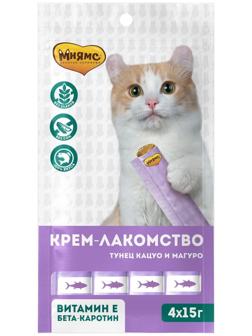 Крем-лакомство Мнямс для кошек, с тунцом Кацуо и Магуро, 15 г х 4 шт
