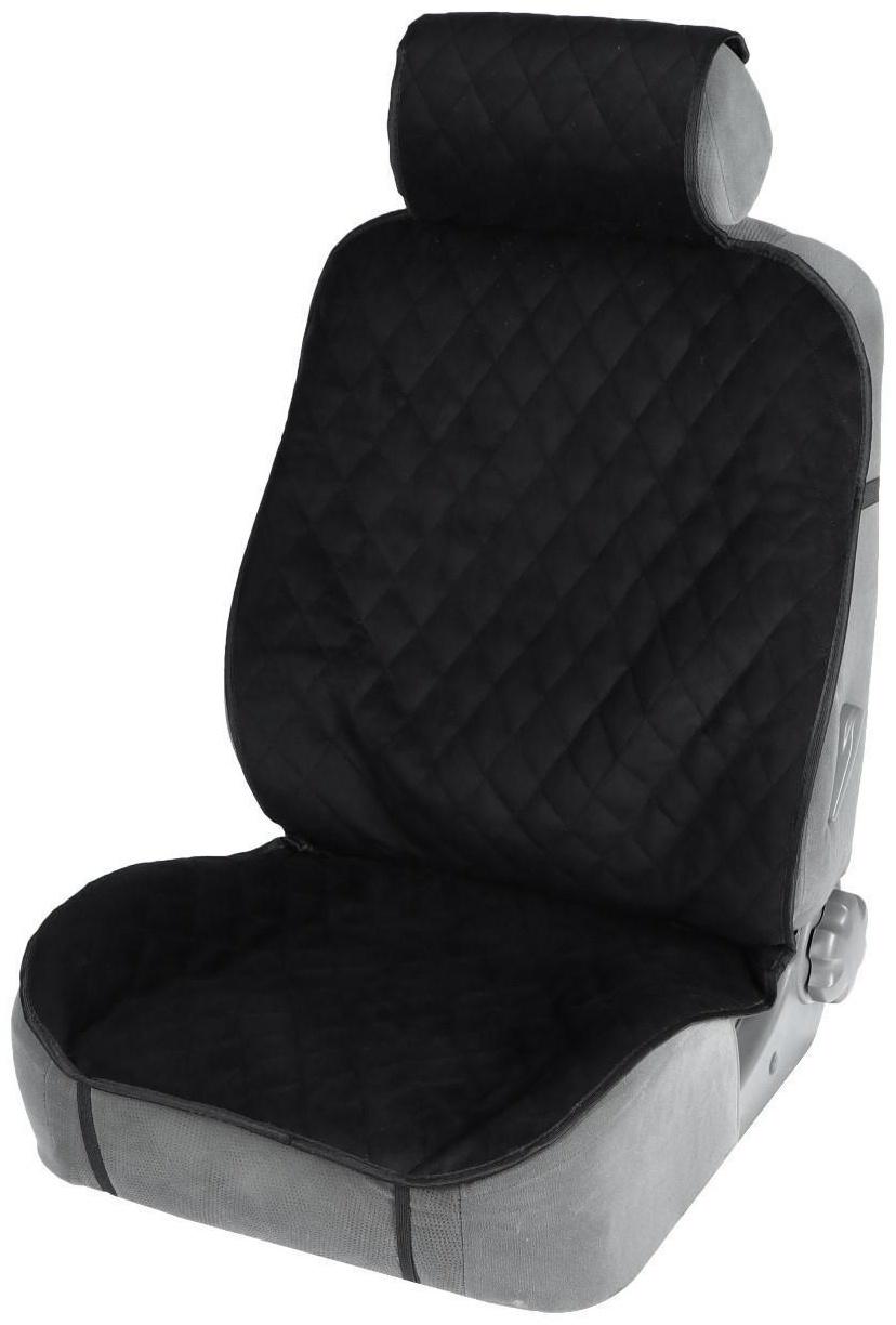 Накидки на сиденья, перед+зад, велюр, черный, набор 5 шт
