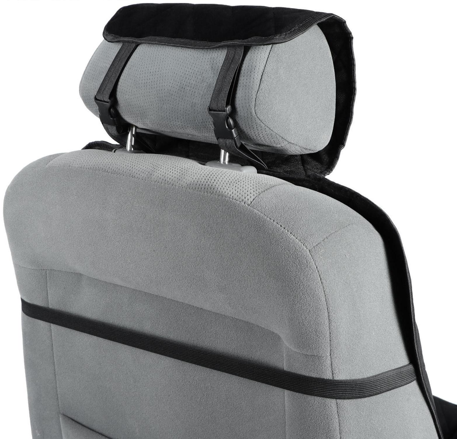 Накидки на сиденья, перед+зад, велюр, черный, набор 5 шт