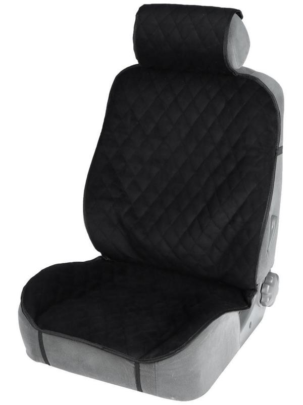 Накидки на сиденья, перед+зад, велюр, черный, набор 5 шт