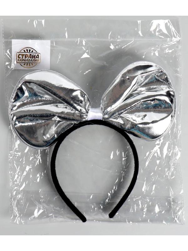 Карнавальный ободок «Бант», цвет серебряный