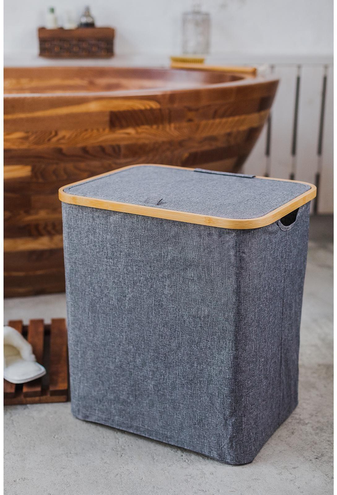 Корзина универсальная с крышкой «Минимал», 45×35×49,5 см, цвет серый