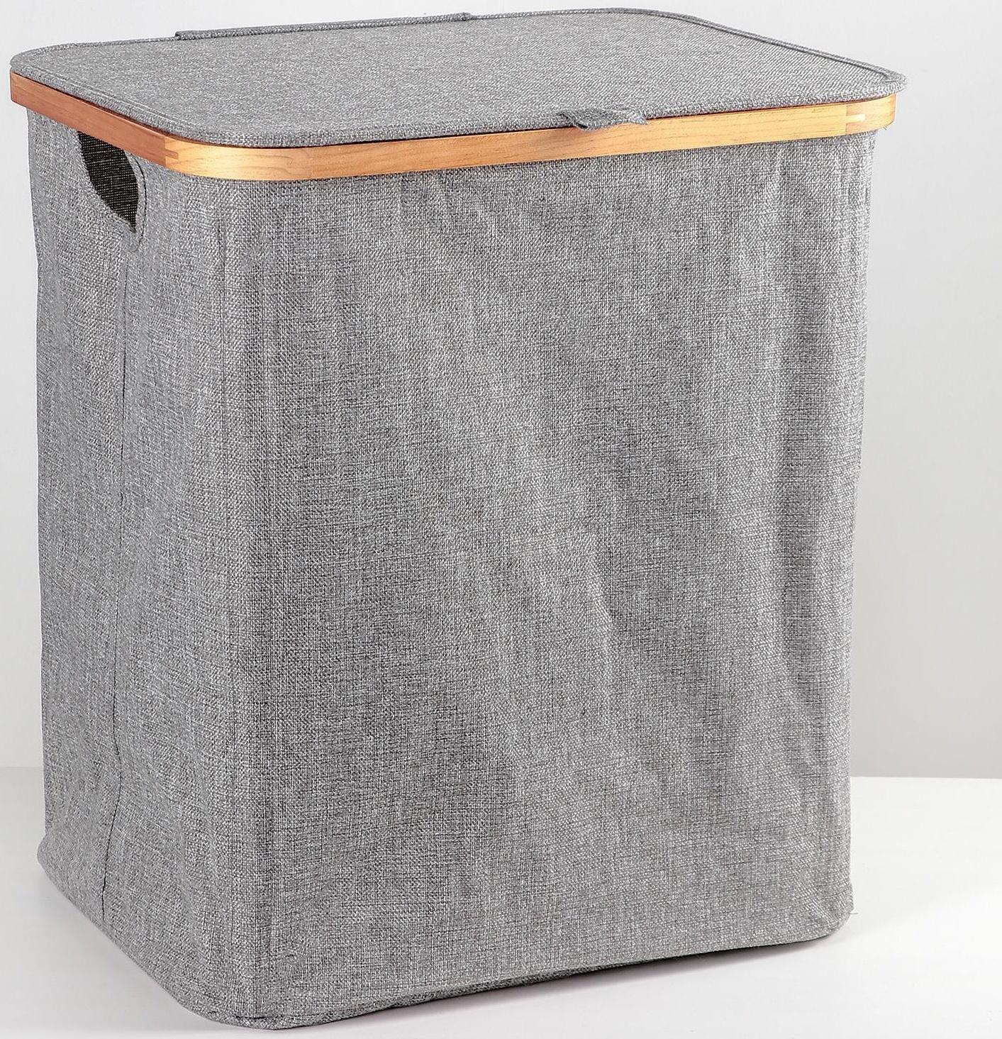 Корзина универсальная с крышкой «Минимал», 45×35×49,5 см, цвет серый