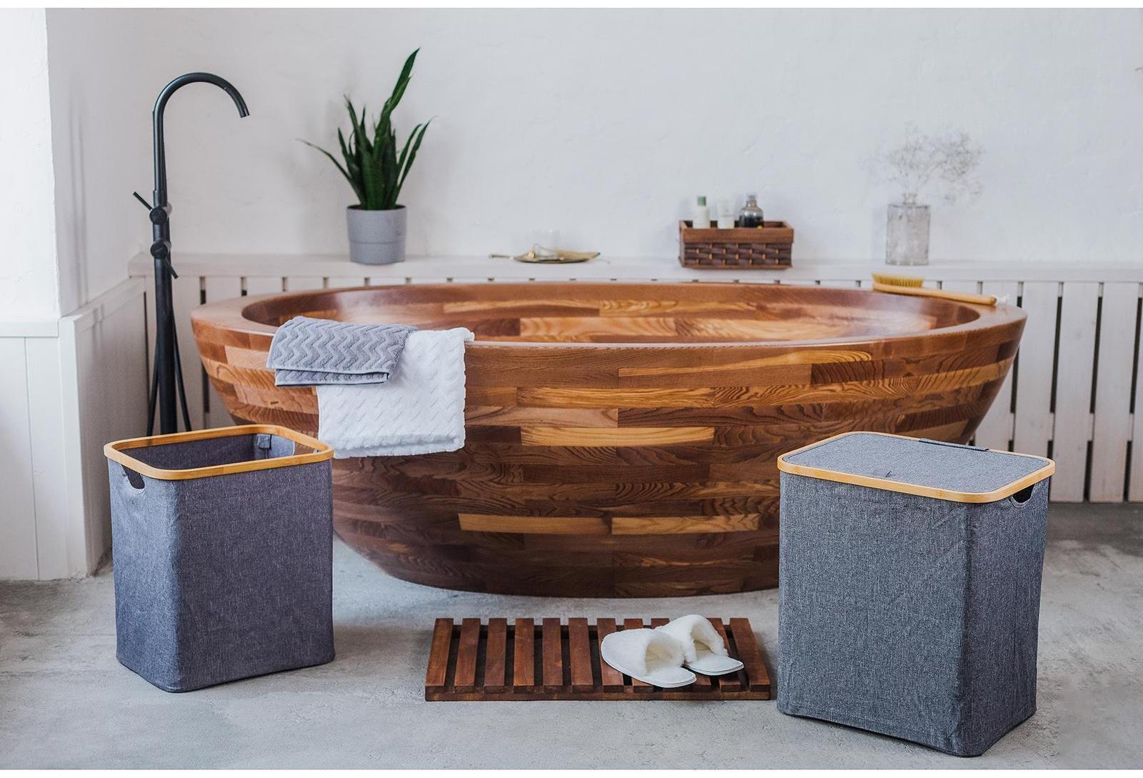 Корзина универсальная с крышкой «Минимал», 45×35×49,5 см, цвет серый