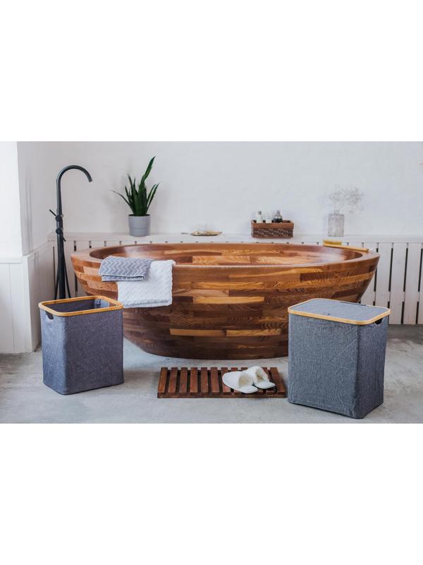 Корзина универсальная с крышкой «Минимал», 45×35×49,5 см, цвет серый