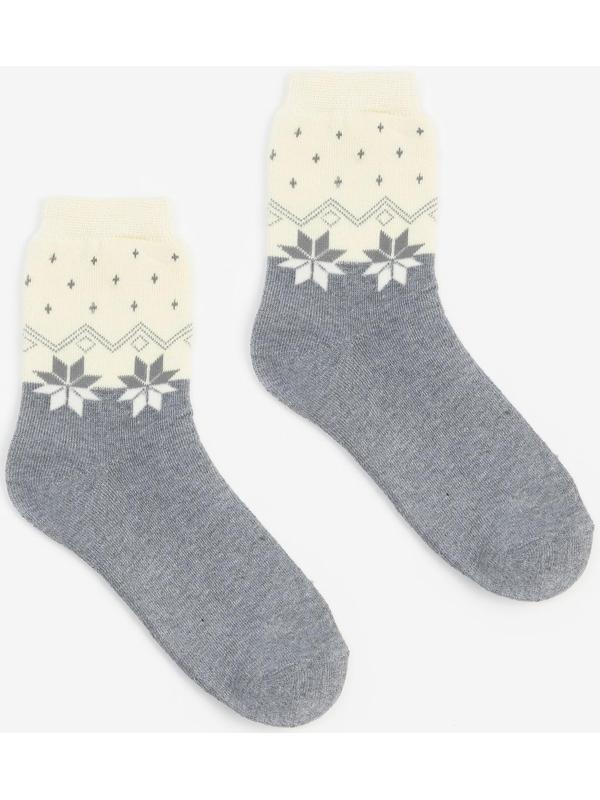 Носки женские махровые, цвет персиковый/серый, размер 23-25