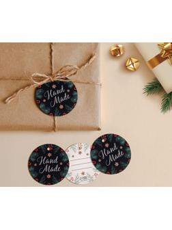 Шильдик на подарок Новый год Hand made  6,5 ×6.5 см