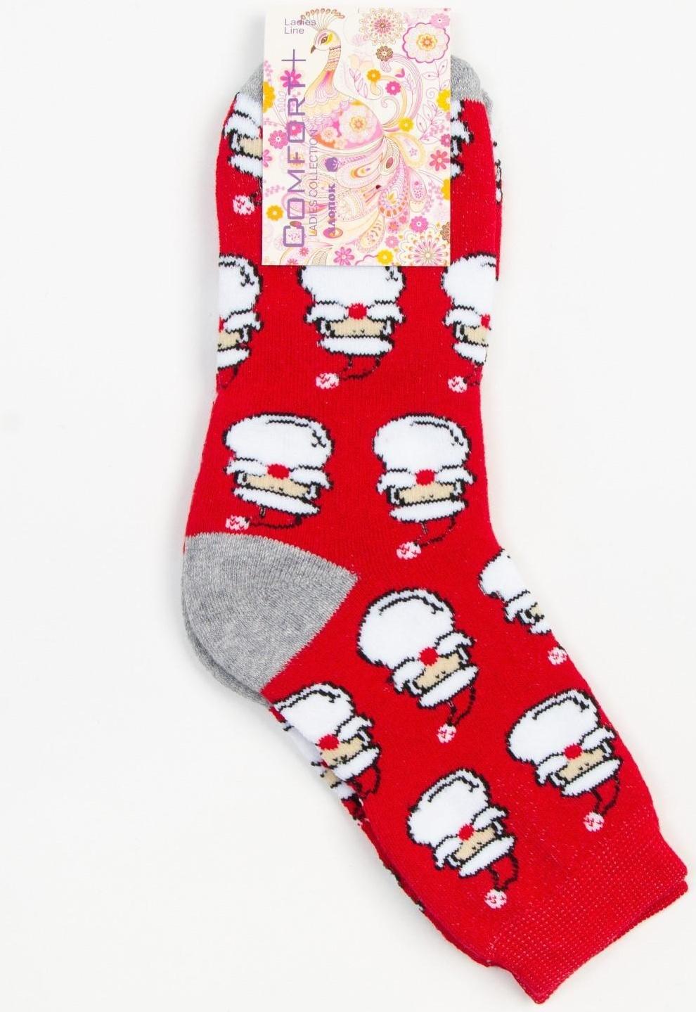 Носки женские махровые, цвет красный, размер 25