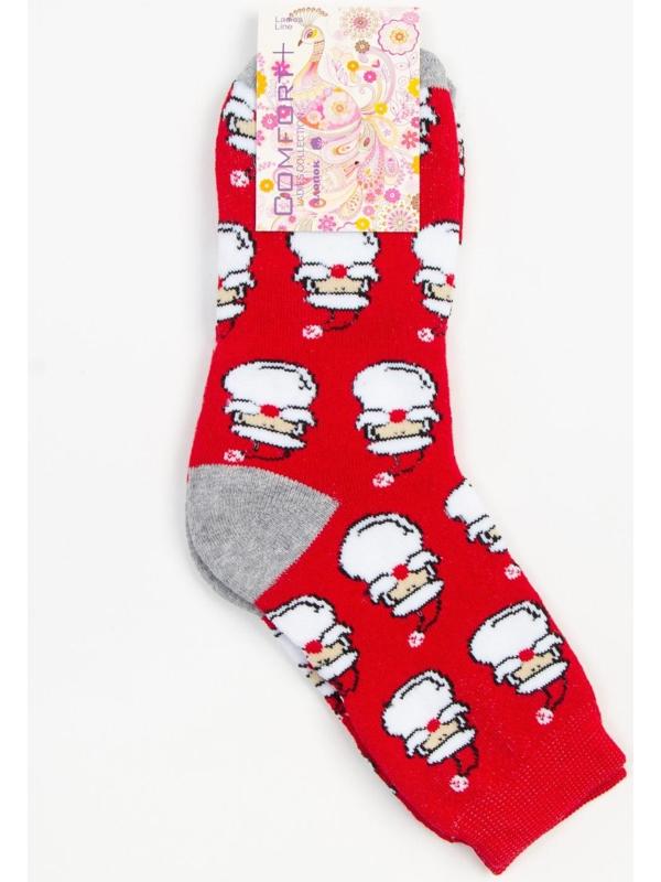 Носки женские махровые, цвет красный, размер 25