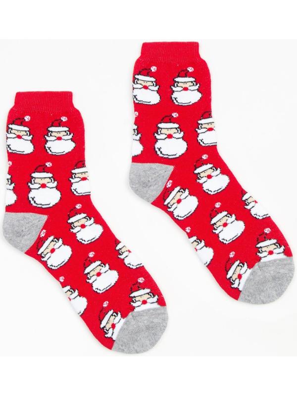 Носки женские махровые, цвет красный, размер 25