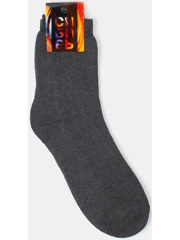 Носки мужские махровые, цвет тёмно-серый, размер 25