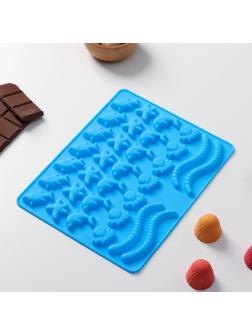 Форма для мармелада Доляна «Морские сладости», 22,3×17,2 см, 32 ячейки, цвет голубой