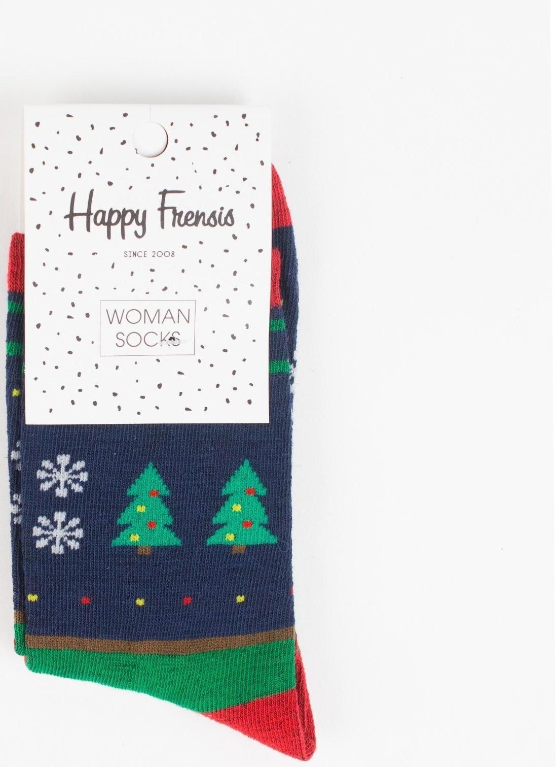 Носки женские «Дед мороз», цвет синий, размер 23-25