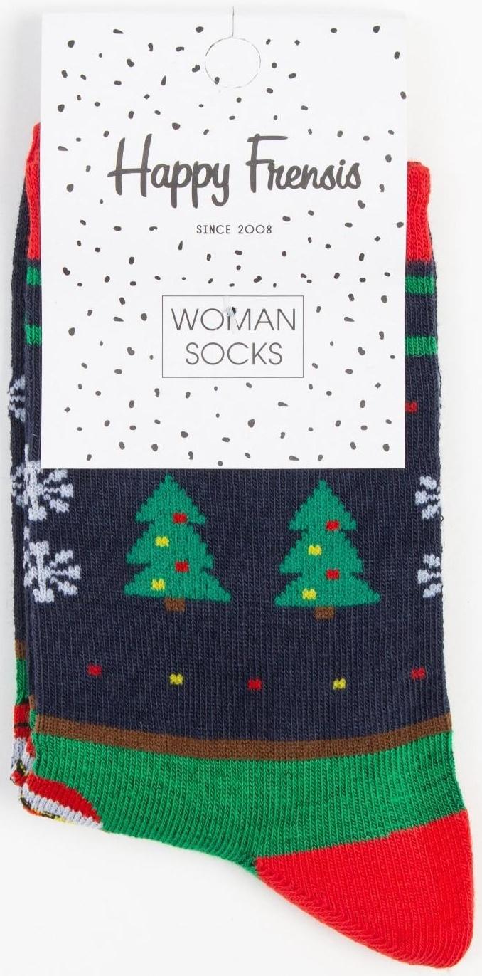 Носки женские «Дед мороз», цвет синий, размер 23-25