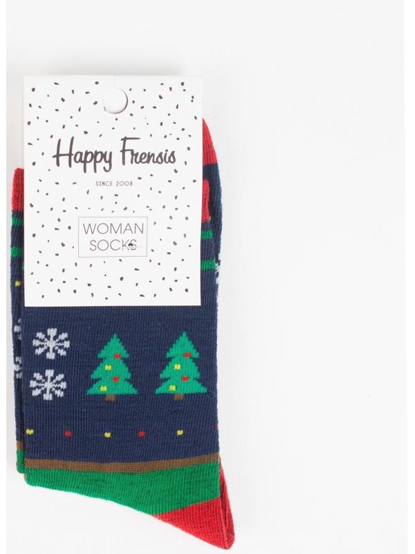 Носки женские «Дед мороз», цвет синий, размер 23-25