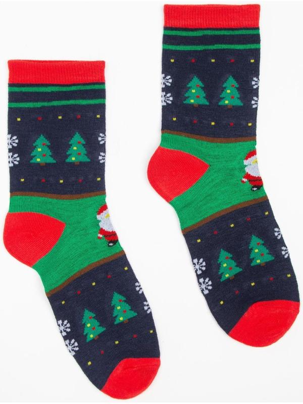 Носки женские «Дед мороз», цвет синий, размер 23-25