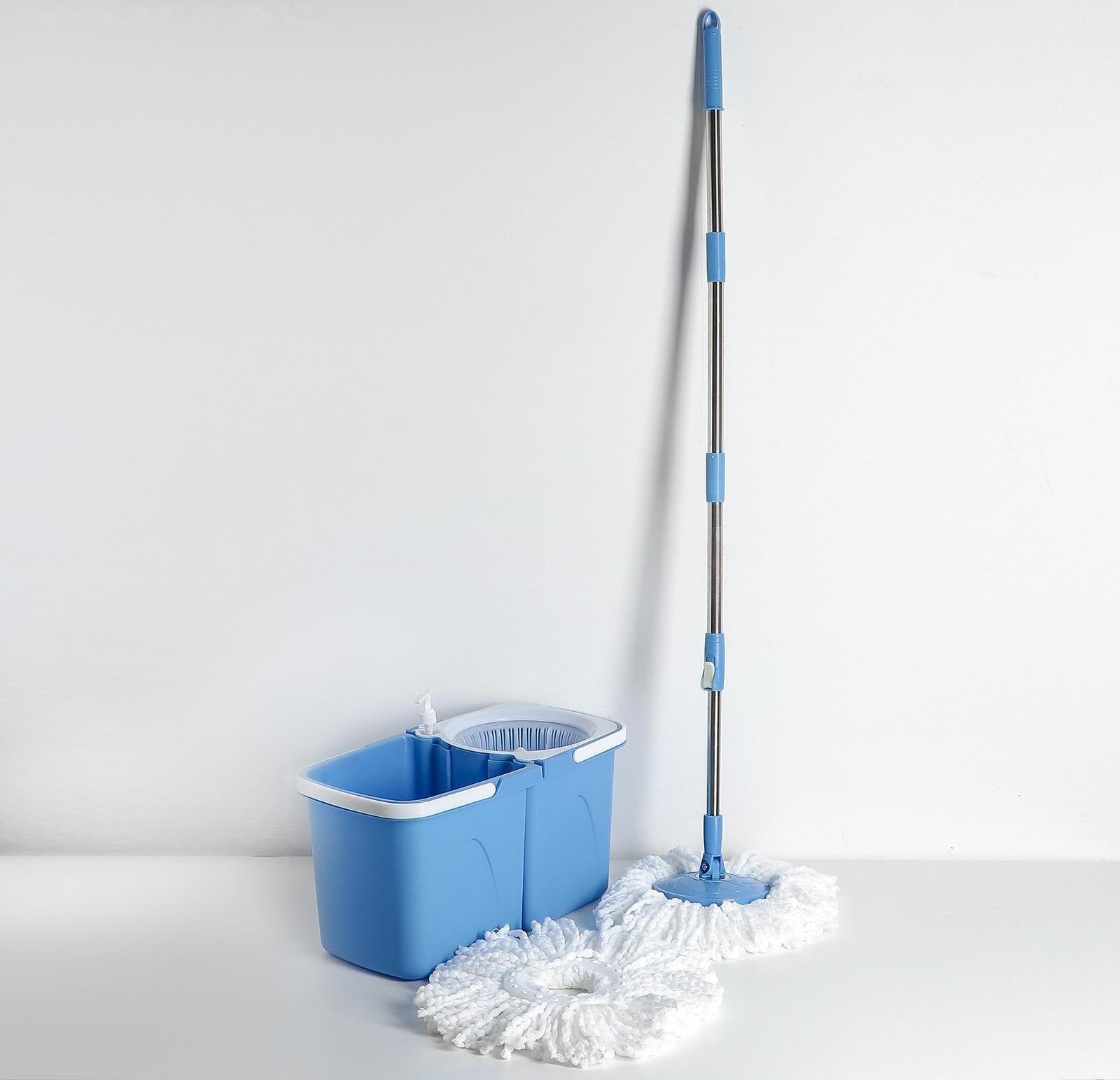 Набор для уборки: ведро складное с пластиковой центрифугой 10 л, швабра, запасная насадка из микрофибры, дозатор