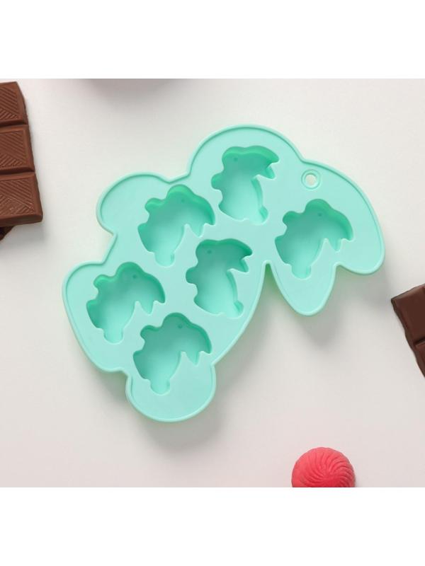 Форма силиконовая для льда и кондитерских украшений Доляна «Заяц», 15×11,5 см, 6 ячеек, цвет МИКС