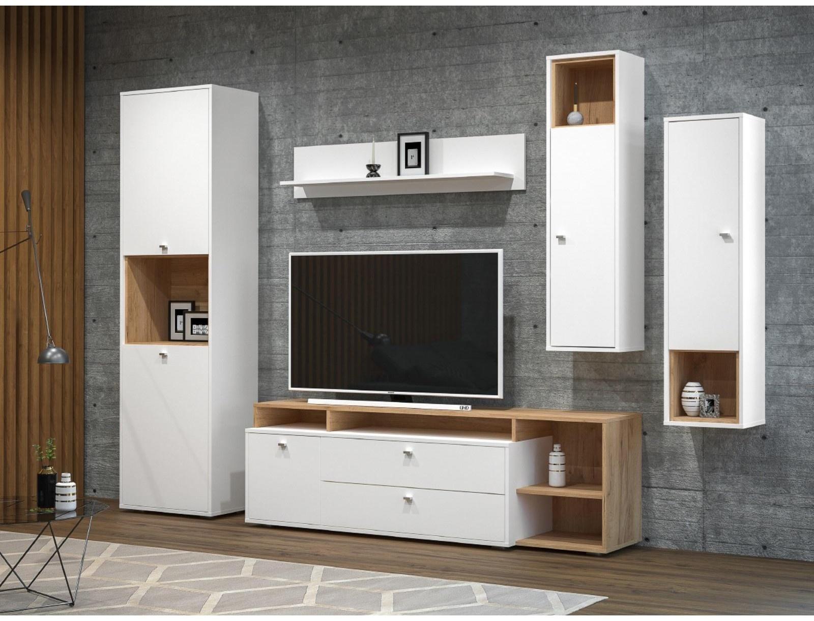 Шкаф-пенал Бэль 10.04, 550х366х2000, Дуб крафт золотой/Белый премиум