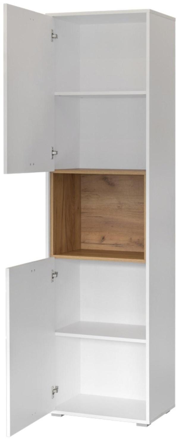 Шкаф-пенал Бэль 10.04, 550х366х2000, Дуб крафт золотой/Белый премиум