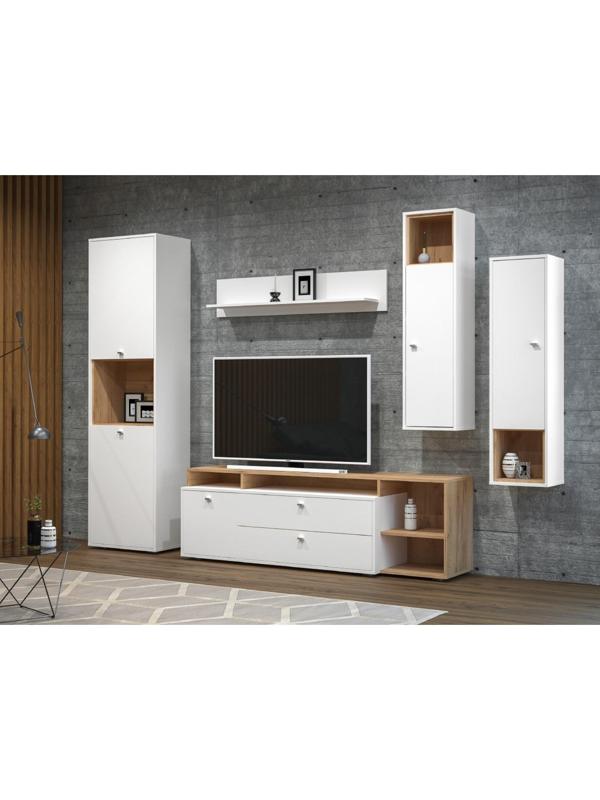 Шкаф-пенал Бэль 10.04, 550х366х2000, Дуб крафт золотой/Белый премиум