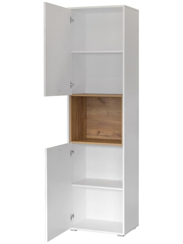 Шкаф-пенал Бэль 10.04, 550х366х2000, Дуб крафт золотой/Белый премиум