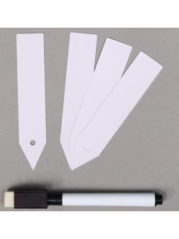 Бирки садовые для маркировки, 10 см, набор 20 шт., маркер, пластик, белые, Greengo