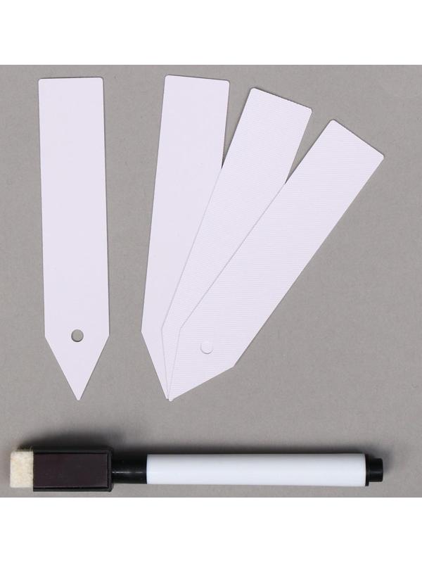 Бирки садовые для маркировки, 10 см, набор 20 шт., маркер, пластик, белые, Greengo