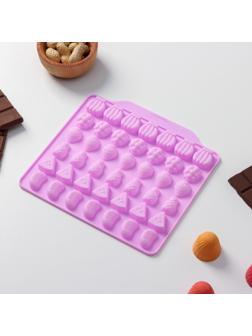 Форма для мармелада Доляна «Фруктовый бум», 18×16 см, 42 ячейки (2,2×2,2 см), цвет розовый