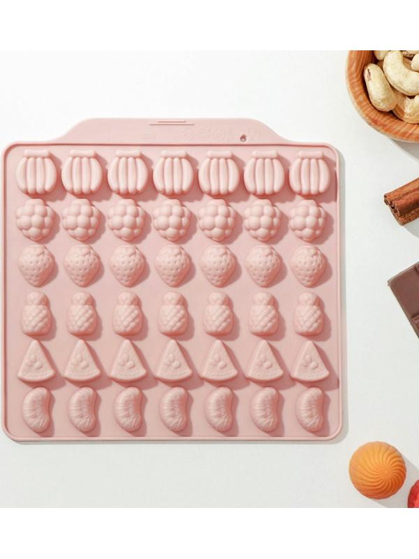 Форма для мармелада Доляна «Фруктовый бум», 18×16 см, 42 ячейки (2,2×2,2 см), цвет розовый