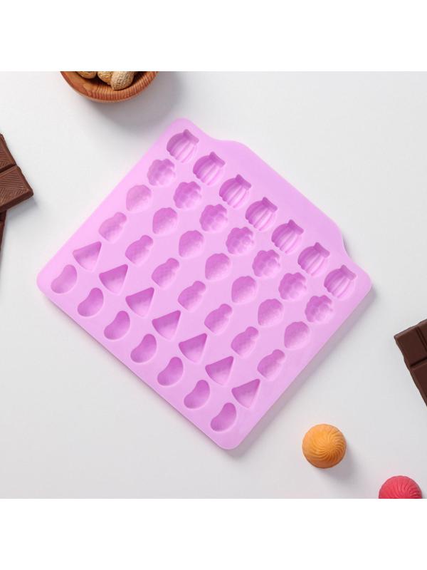 Форма для мармелада Доляна «Фруктовый бум», 18×16 см, 42 ячейки (2,2×2,2 см), цвет розовый