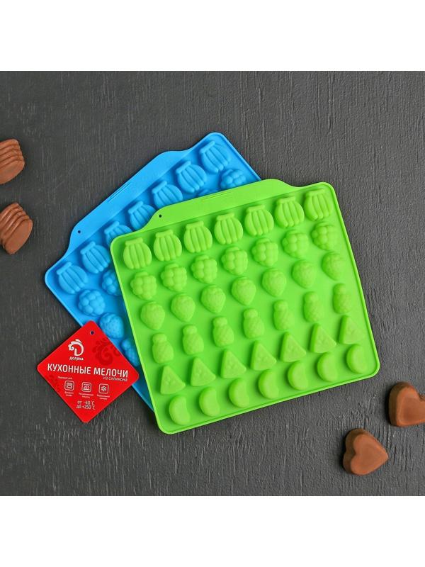 Форма для мармелада Доляна «Фруктовый бум», 18×16 см, 42 ячейки (2,2×2,2 см), цвет розовый