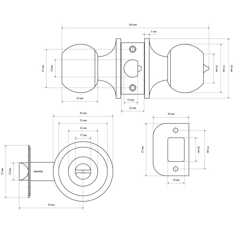 Защелка _УЗК_кноб круглый д/дер. дв. СТАНДАРТ 607 ET CP кл/фикс, хром