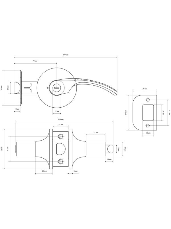 Защелка _УЗК_нажимная фалевая д/дер. дв. СТАНДАРТ 8510 ET CP, кл/фикс, хром