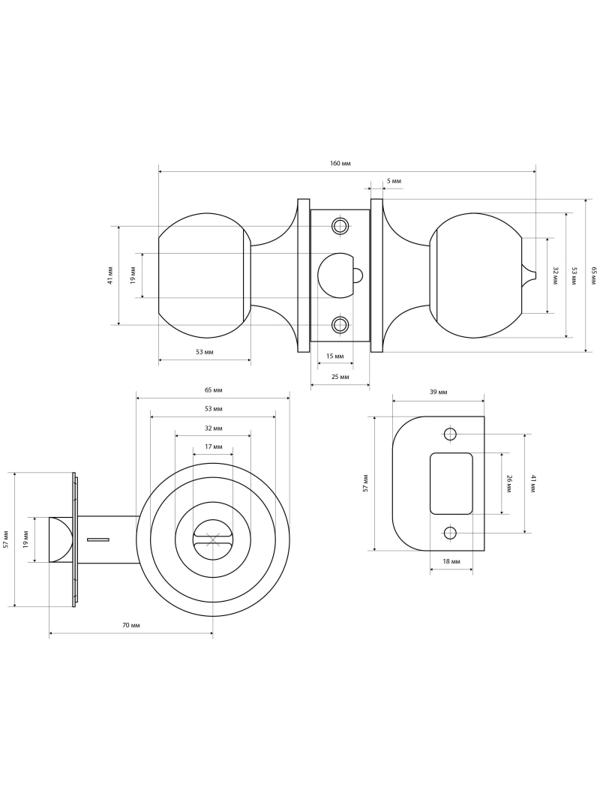 Защелка _УЗК_кноб круглый д/дер. дв. СТАНДАРТ 607 ET GP кл/фикс, золото
