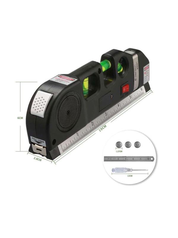 Рулетка 2,5 м с лазерным уровнем Кельн, черный