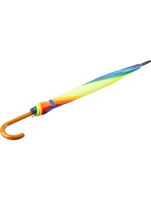 Зонт трость полуавт.Радуга с пластик.ручкой, 16спиц, разноцв., HD-HW05(H/T)