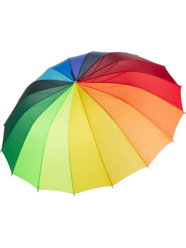 Зонт трость полуавт.Радуга с пластик.ручкой, 16спиц, разноцв., HD-HW05(H/T)