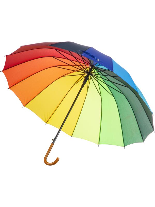 Зонт трость полуавт.Радуга с пластик.ручкой, 16спиц, разноцв., HD-HW05(H/T)