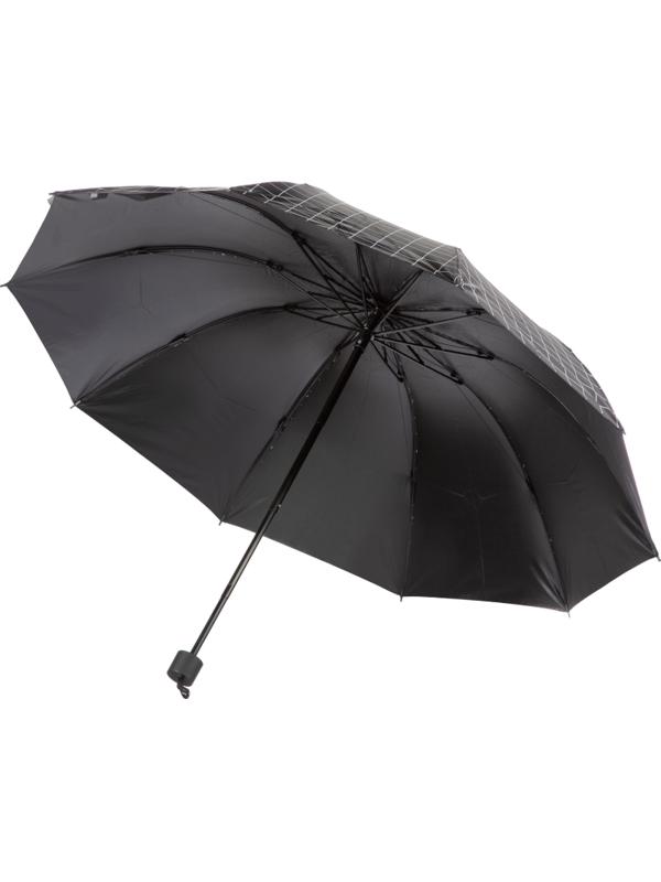 Зонт складной, механика, 10 спиц, черный в клетку, HD-HW10B(H/T)